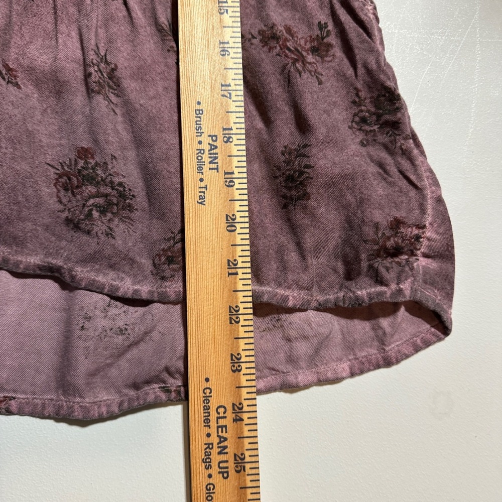 Lucky Brand Women M Mauve Floral Button Peplum Blouse Boho Cottagecore Top - Picture 10 of 11